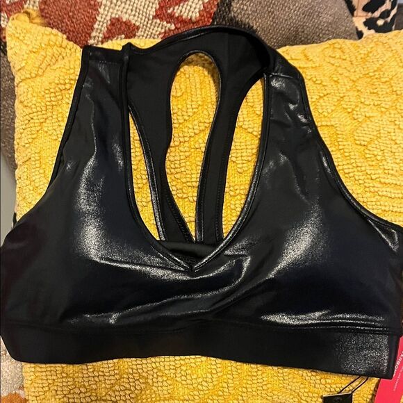 Carbon38 Shiny Black Sports Bra - Picture 1 of 7